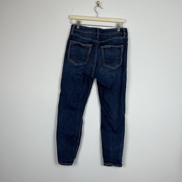 Silver Jeans Co Skinny Dark Wash Distressed Womans Jeans Size 27 - Picture 5 of 6